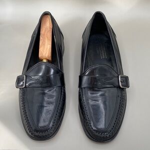 Johnston & Murphy Dark Leather Slip-Ons with Buckle (LOT 403)